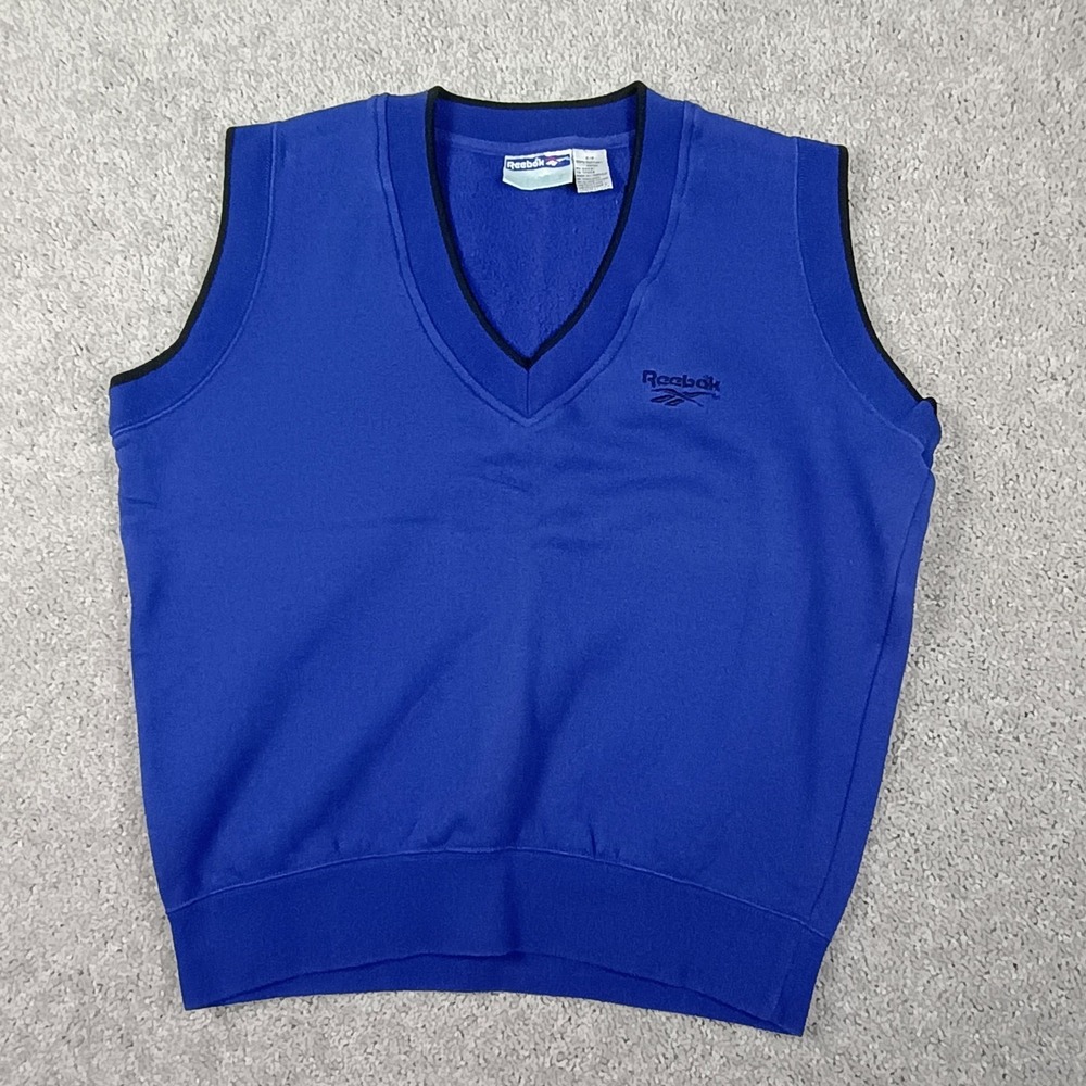 Reebok Golf Sweater Vest Mens Small Blue V Neck Y2K Golf Core Classic 90s Preppy